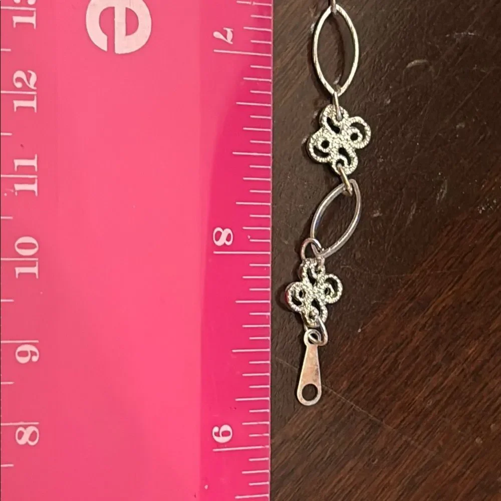 Intricate Silver Bracelet Anklet with Floral Links
